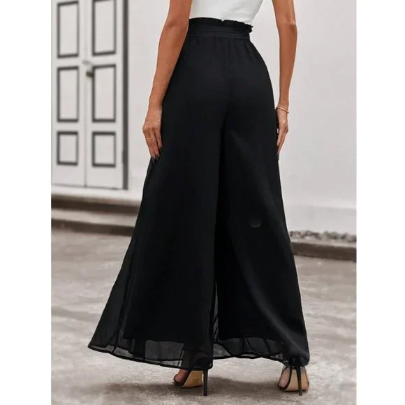LAST ONE 🔥 Black Paperbag Waist Wide Leg Pant * - Picture 2 of 7